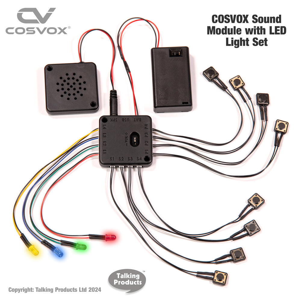 COSVOX Cosplay Sound Module with LED light set of 4 including 4 on-off buttons