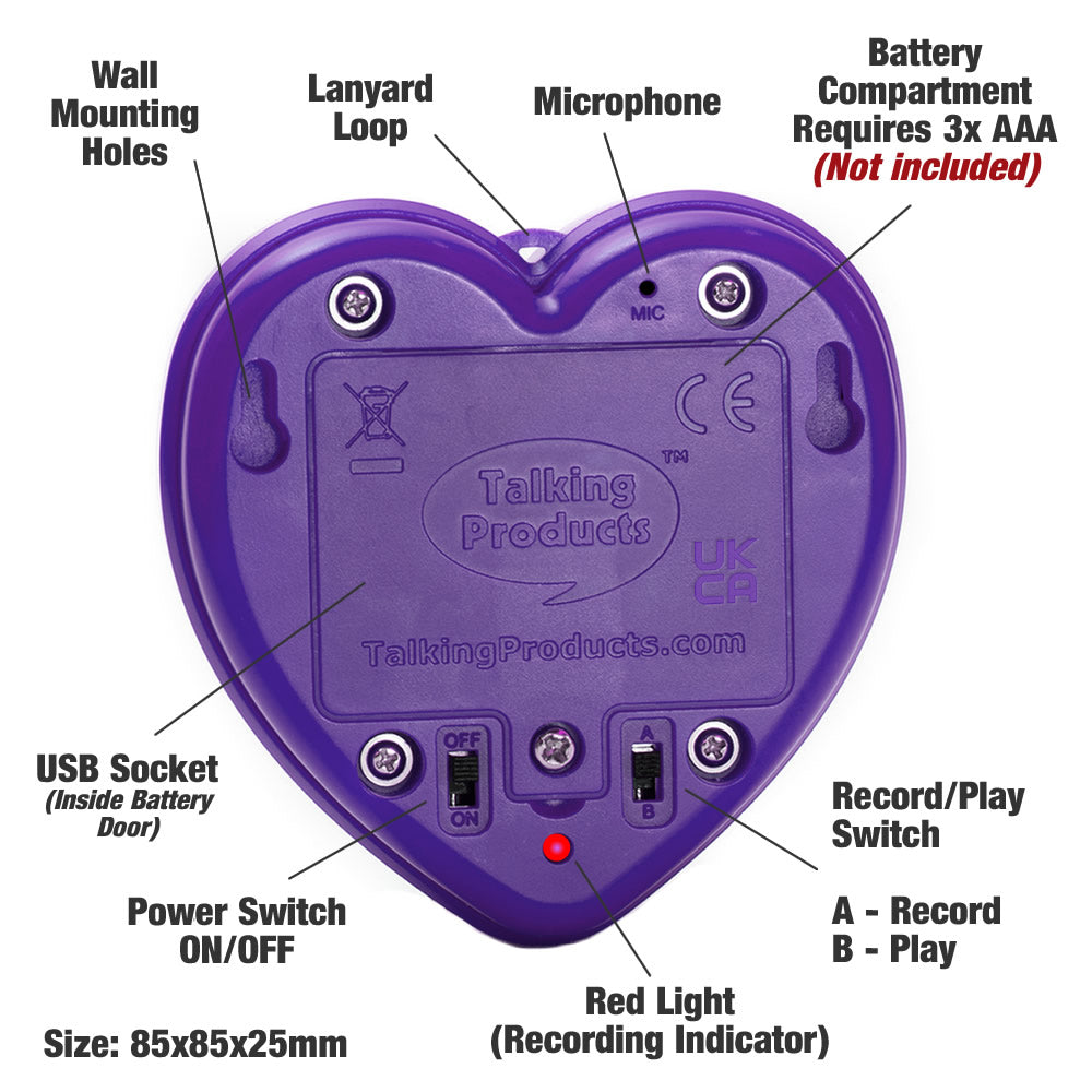 Recordable Talking Heart MP3 Player record your own voice message