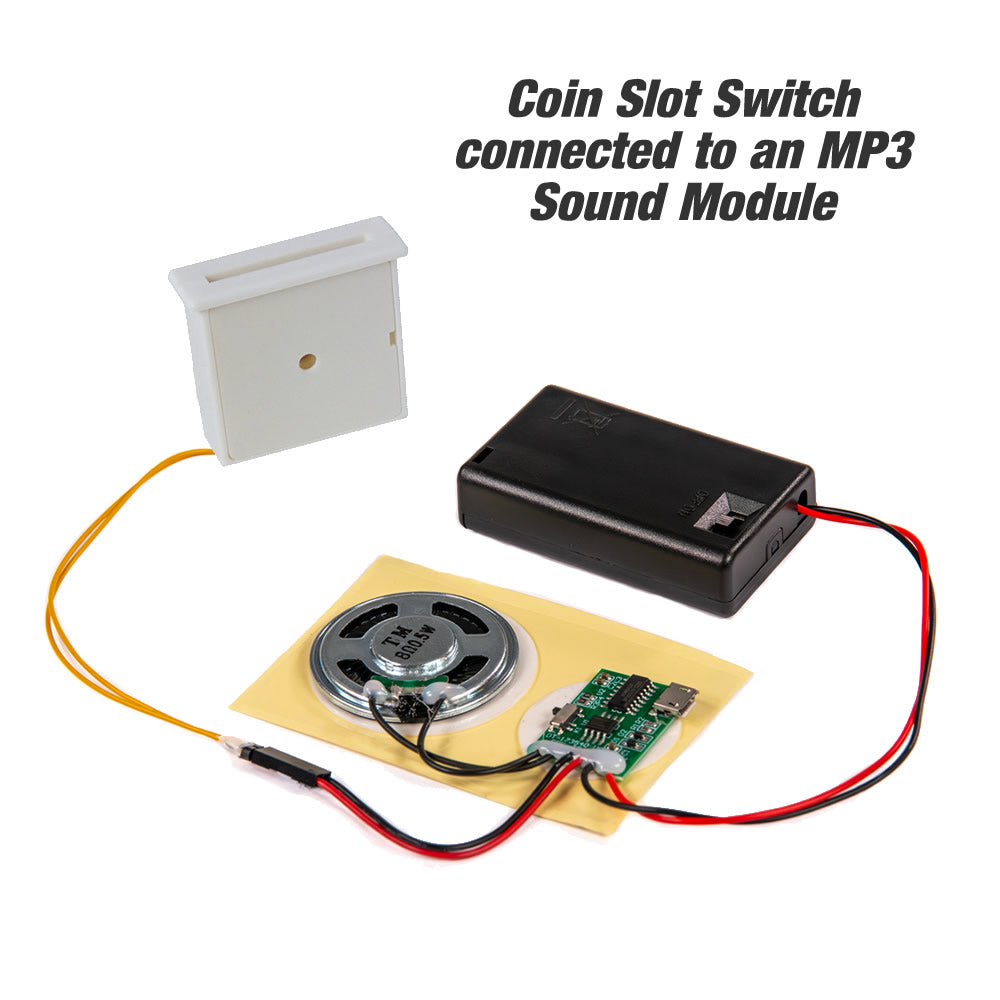 MP3 Sound Chip with coin slot switch.  Create your own talking money box.
