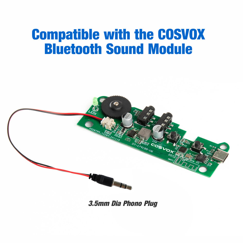 COSVOX Cosplay Audio-Out Cable. Compatible with the COSVOX Bluetooth Sound Module.  Connects to the Speaker Socket on the PCB.