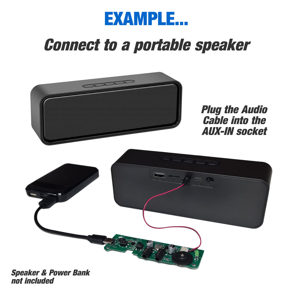COSVOX Cosplay Audio-Out Cable. Compatible with the COSVOX Bluetooth Sound Module.  Plug into the AUX-IN socket of your portable speaker.