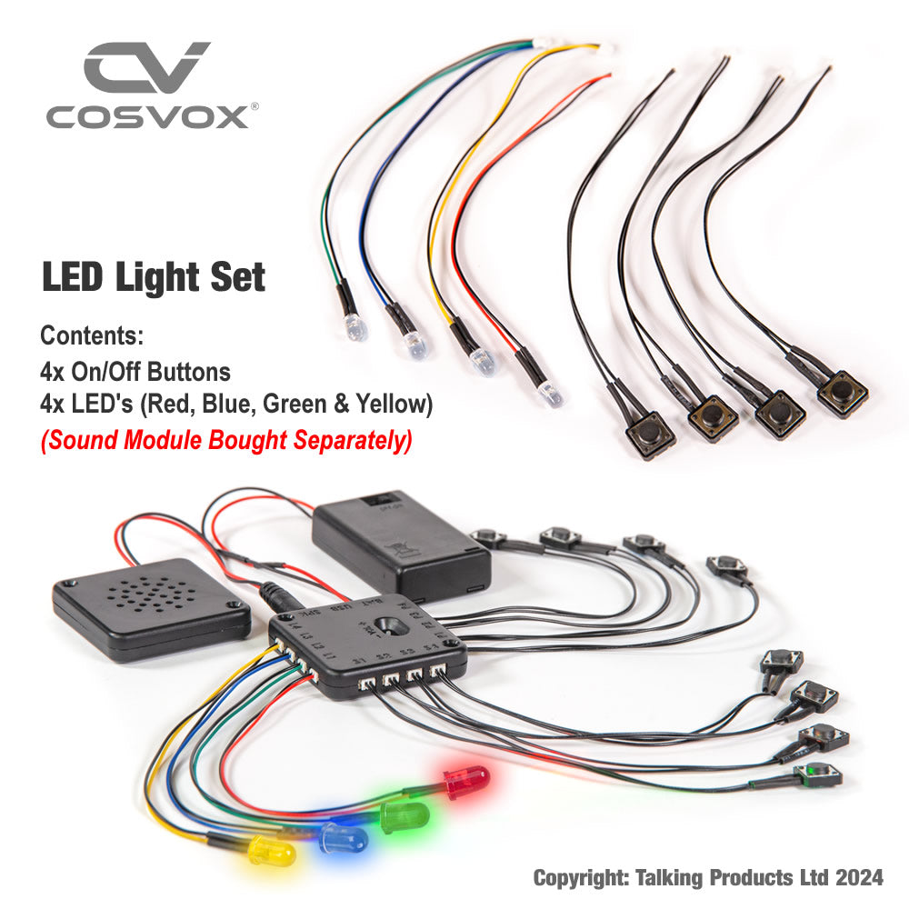 COSVOX Cosplay Sound Module with LED light set of 4 including 4 on-off buttons