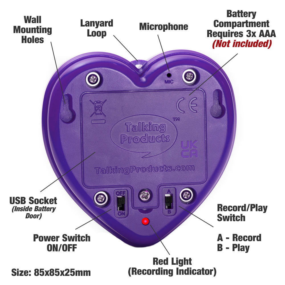Affirmations Talking Heart Button - Features