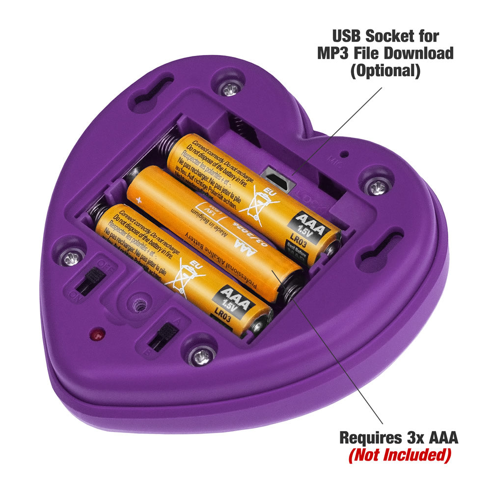 Talking heart Batteries and USB Socket