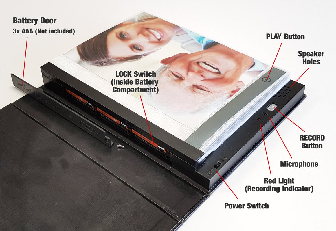 memory book features speaker microphone