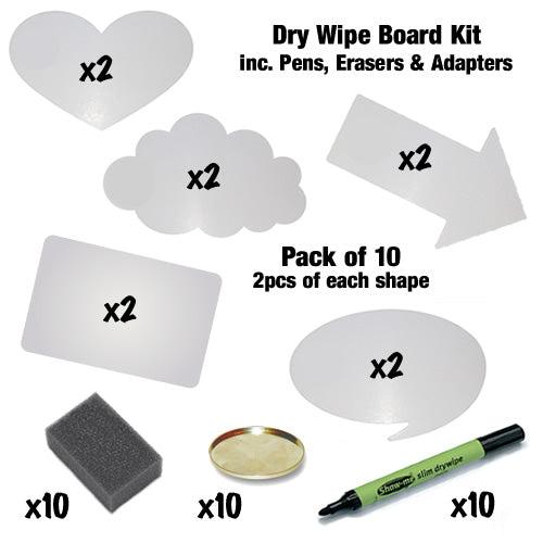 Dry Wipe Board Kits - Pack of 10