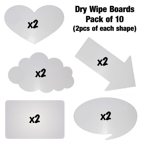 Dry Wipe Boards - Mix Pack of 10