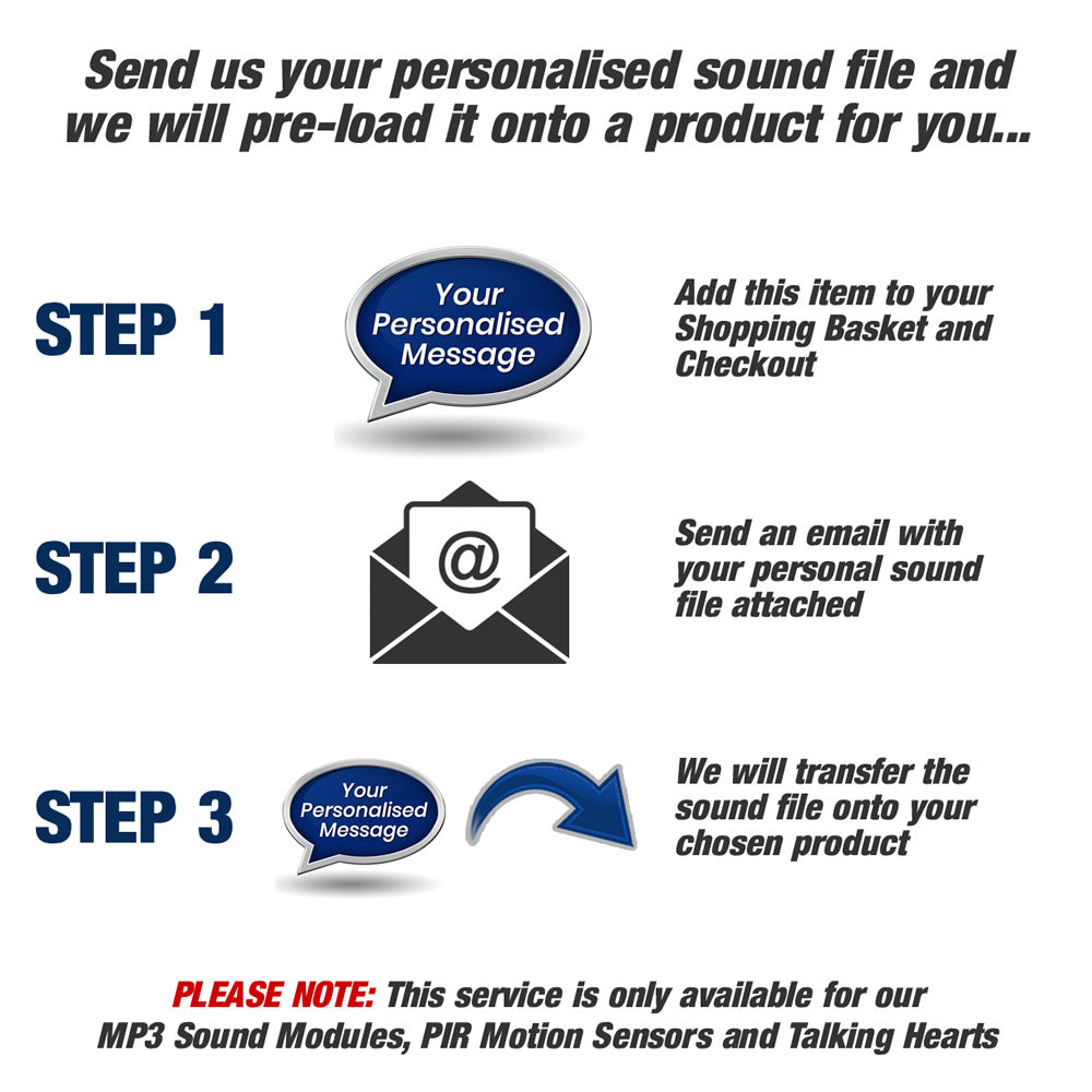 Personalised Message sound file MP3 download pre-record transfer