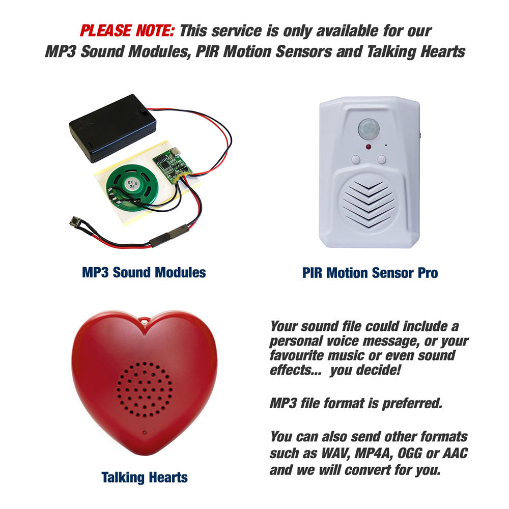 Personalised Message sound file MP3 download pre-record transfer