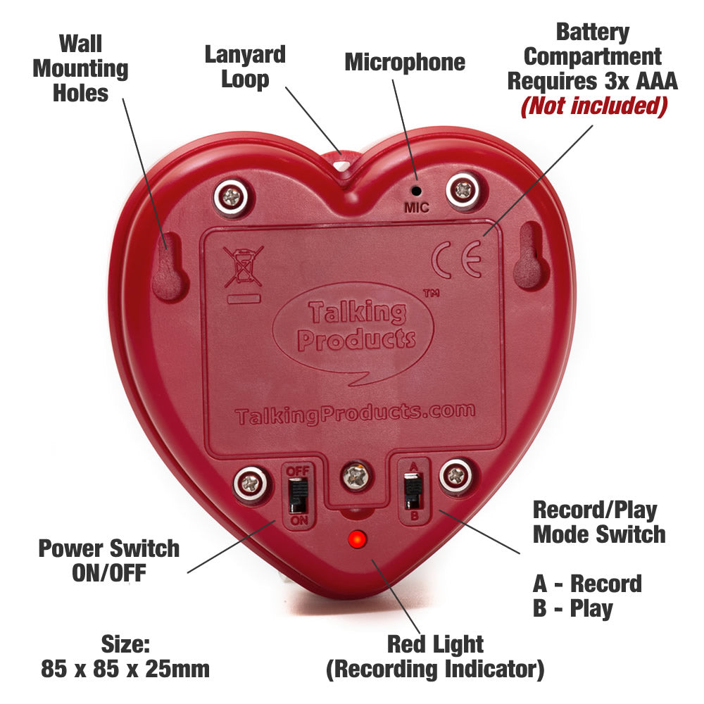 Talking Heart Voice Recorder, record your own voice message. Talking Teddy Bears